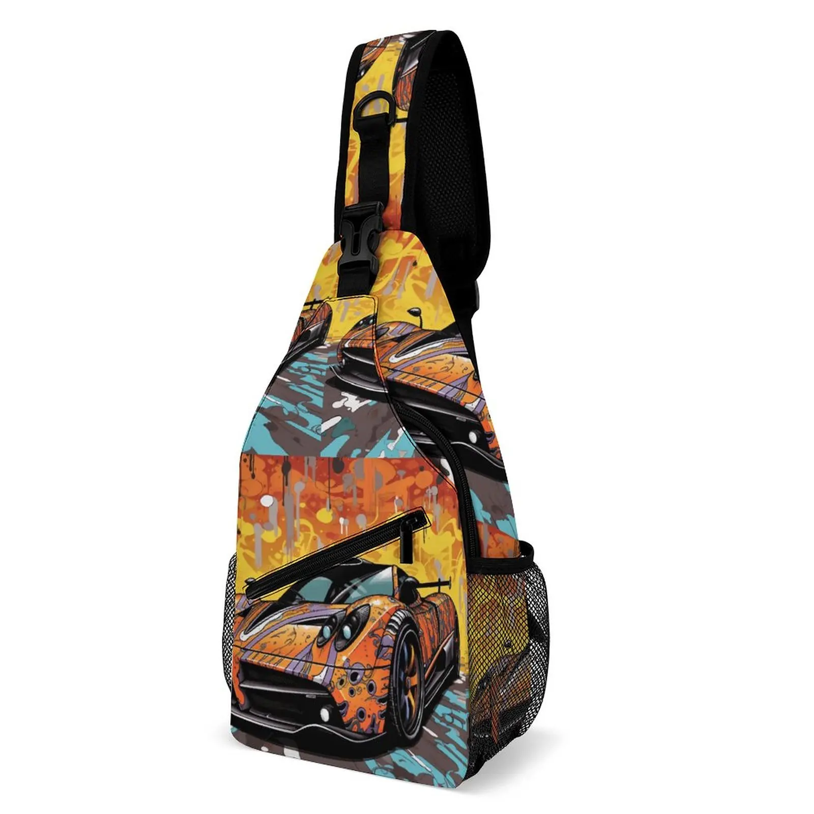 

Speed Sports Car Chest Bags Boy Various Styles Graffiti Hiking Shoulder Bag Funny Graphic Small Bag High School Daily Sling Bags