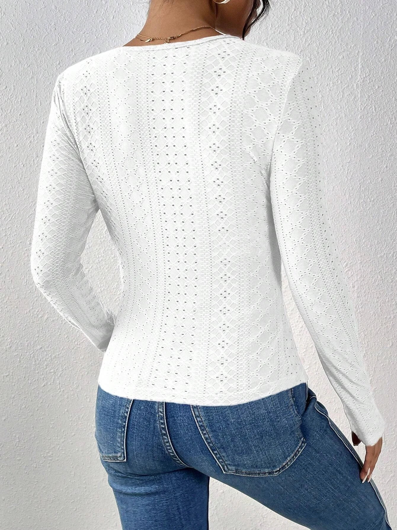 Женская кружевная лоскутная облегающая футболка с v-образным вырезом и длинными