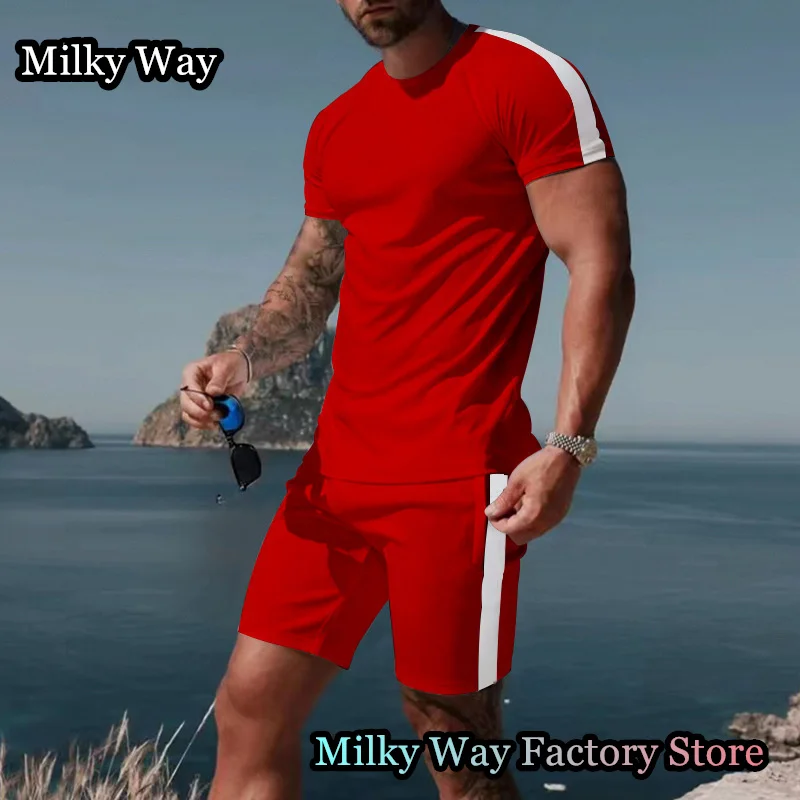 Men Summer Casual Tracksuit 2 Pieces  T-Shirt Shorts Set Male Fashion Outfit Popular Jogging Suit SportswearClothingr Hot Sale
