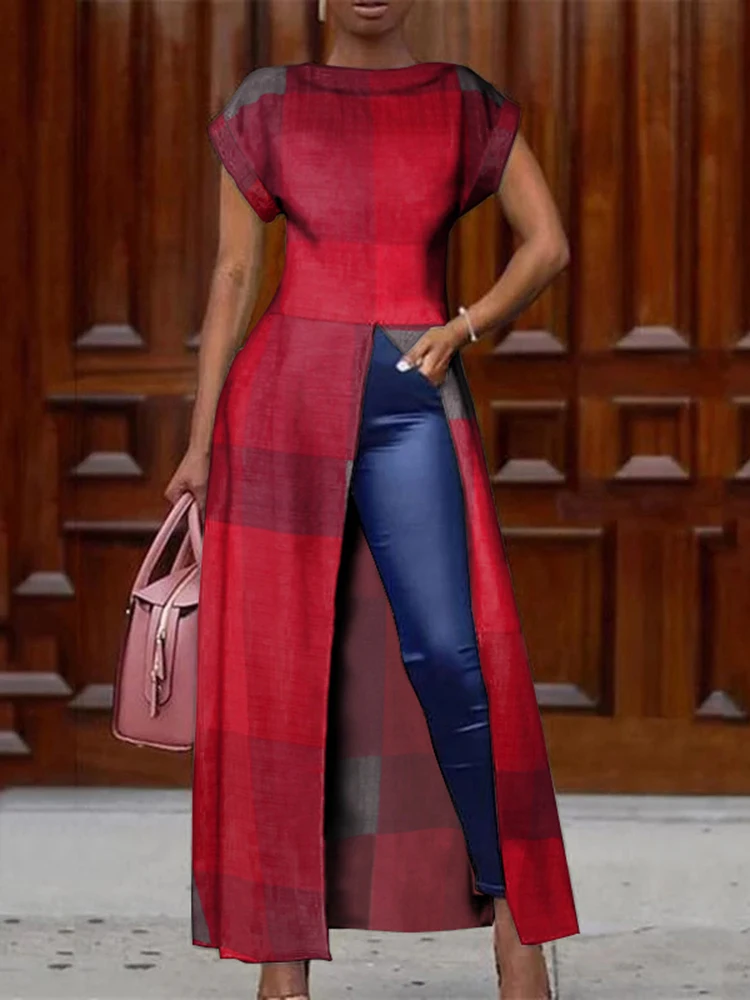 VONDA Elegant Party Shirts Women's Tunic Sexy Round Neck Patchwork Printed Tops 2022 Summer Office Ladies  Blouse Casual Blusas