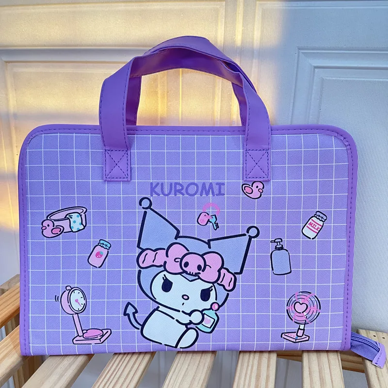 

Kawaii Sanrio Storage Bag Hello Kittys Accessories Cute Cartoon Anime Leather Handbook Bag Handheld File Bag Toys for Girls Gift