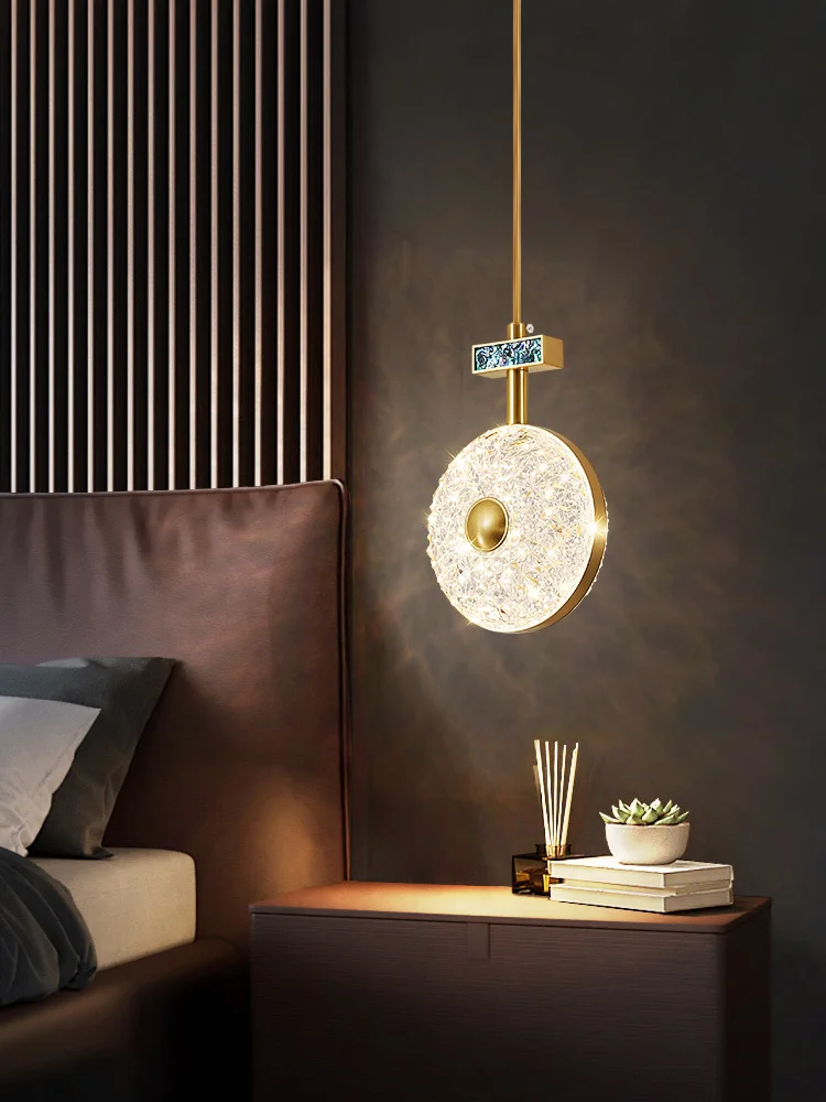 All copper light luxury bedside chandelier simple modern 2021 new atmosphere warm romantic bedroom restaurant lighting single