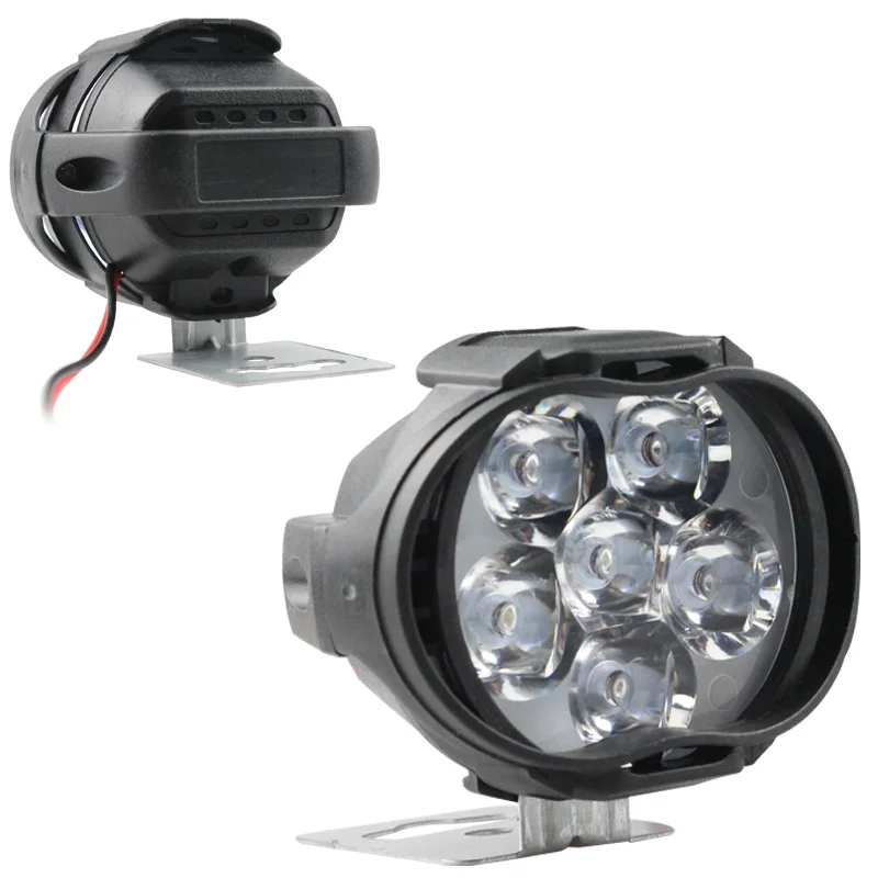 2pcs/set  6 LED Headlight for Motorcycle Spotlights Lamp Vehicle 6LED Auxiliary Headlight Brightness Electric Car Light