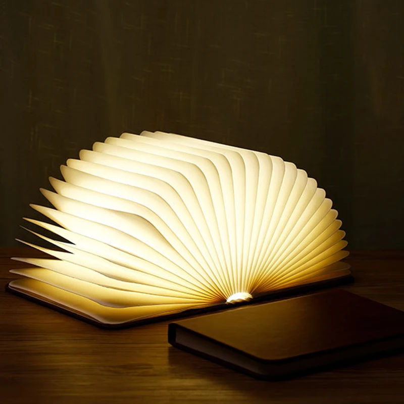 

Luxury LED Power-saving Night Light Wood Grain Book Light Creative Gift Page Turning Folding Book Light Gift USB Charging