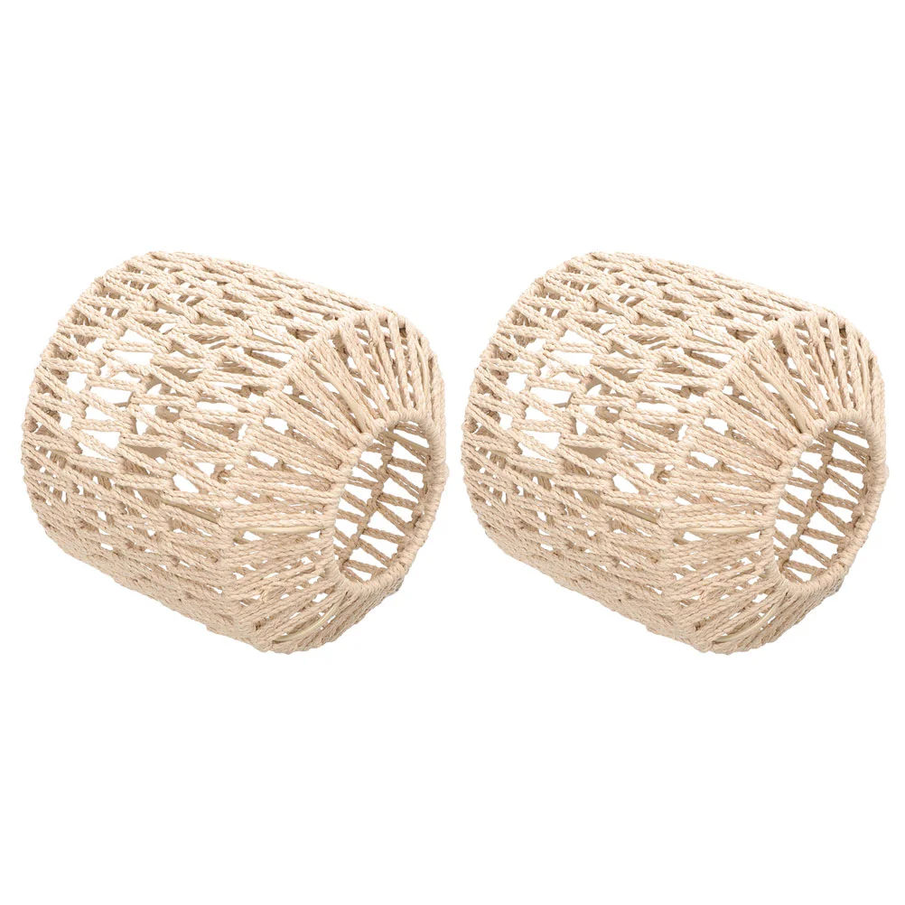 

2 Pcs Lampshade Hanging Rustic Light Chandelier Rattan Pendant Home Woven Festival Cover Metal Hotel Chimney Shades