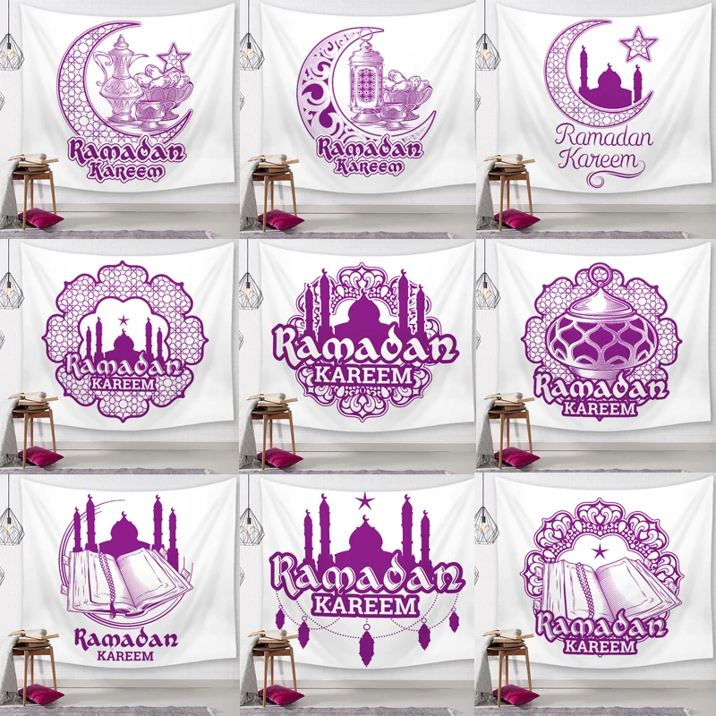 

Islamic Eid Mubarak Decorations for Home Tapestry Ramadan Decor Cotton Sofa Mosque Muslim Decorative Tapestries