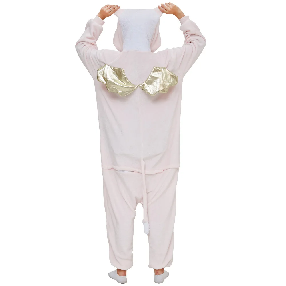 Girl's Winter One-Piece Cartoon Animal Pajamas With Two Wings Polyester Warm Comfortable Sleepwear Cosplay Clothes