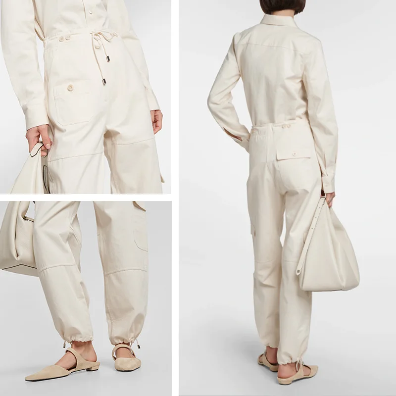 

Комбинезон на шнуровке с множеством карманов и прямыми штанинами