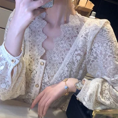 Осень/зима 2021 новый светский стиль элегантная рубашка с v-образным вырезом