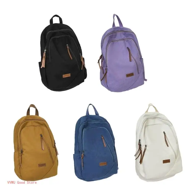 

M2EB Large Canvas School Backpack Casual School Bag Laptop Backpack Travel Bookbag