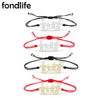 mom dad boygirl warm family charms connector bracelet for women men lucky red string black rope chain zirconia jewelry gift