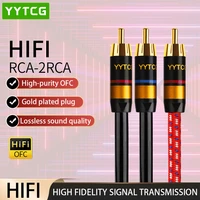 yytcg hifi single rca to dual rca subwoofer audio cable pure copper one sub 2 splitter y rca cable