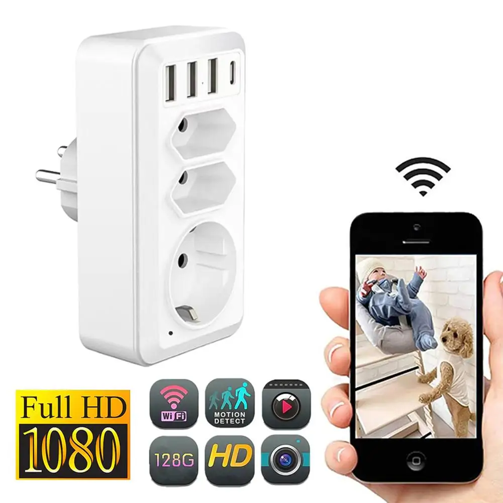 

1080p HD Wi-Fi камера, настенная видеокамера, портативная камера для домашней безопасности с USB-интерфейсом Type-c, штепсельная вилка европейского с...