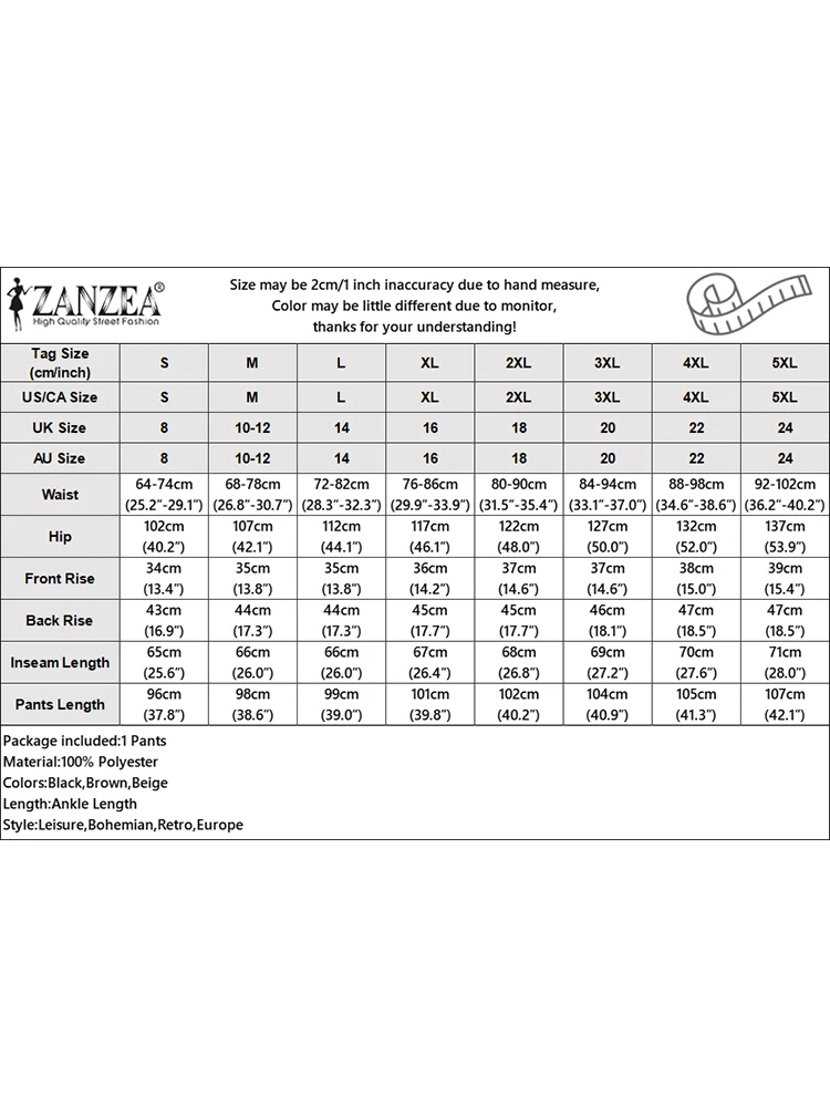 Женские вельветовые брюки 2024 ZANZEA осенние женские винтажные длинные из репы