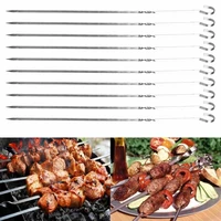 10pcs 166g bbq barbecue grilling cooking long food grade stainless steel kabob kebab flat skewer needle new bbq safe and healthy