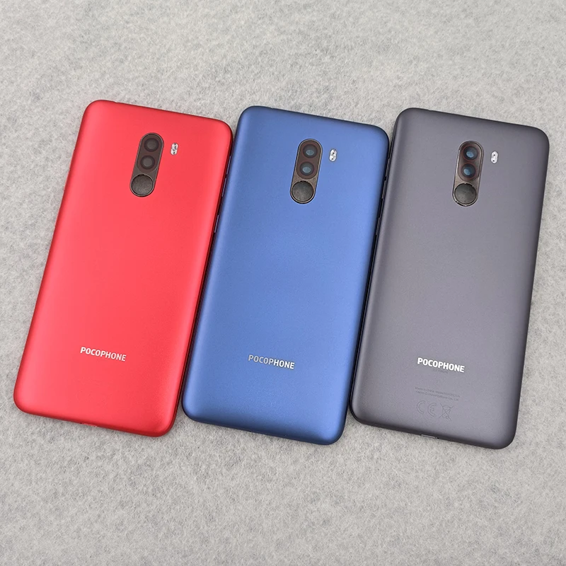 

Задняя крышка батарейного отсека для Xiaomi Pocophone F1, задний пластиковый корпус, панель, запасные части для Xiaomi Poco F1 + объектив камеры