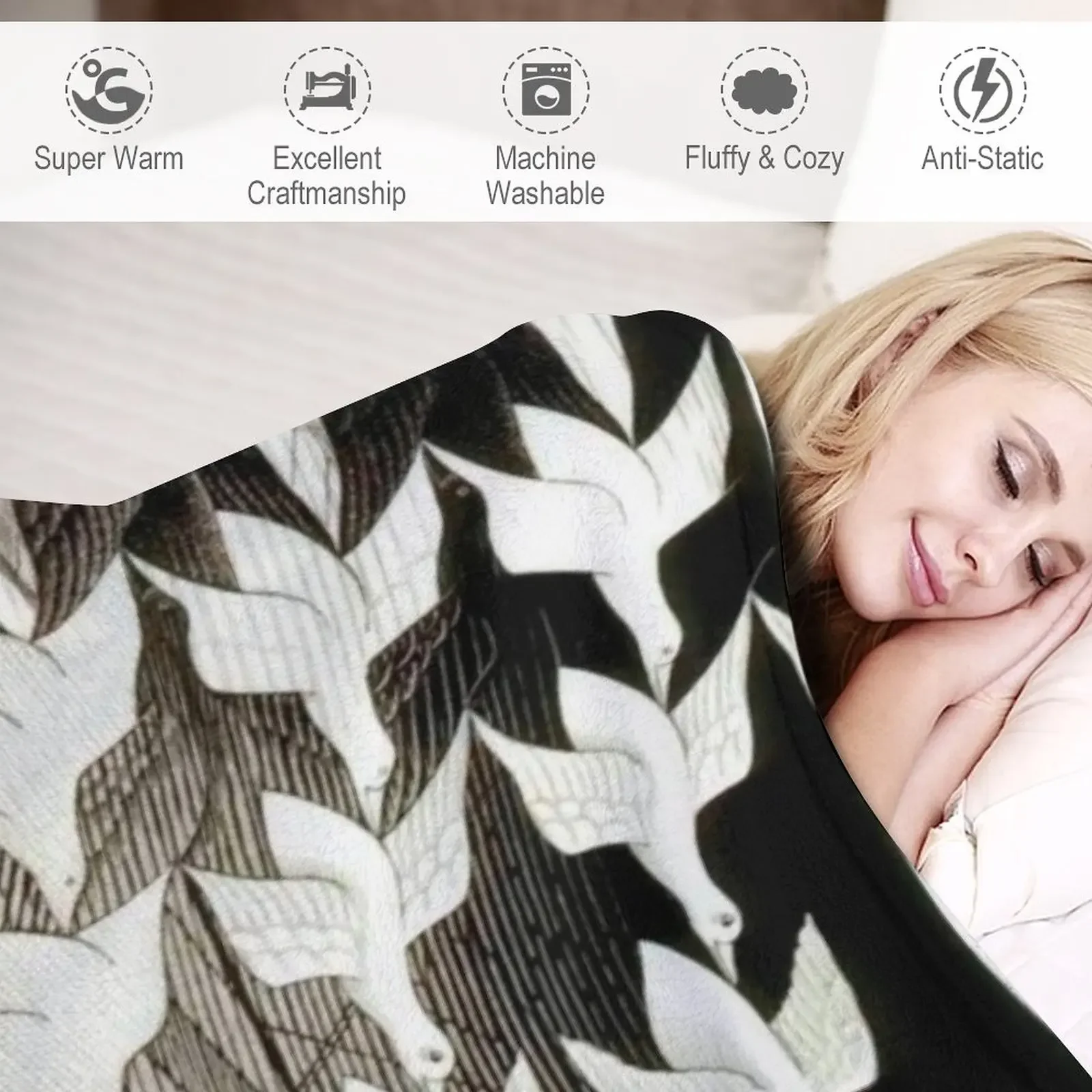 Декоративное одеяло День и ночь Maurits Cornelis Escher декоративные одеяла для среды