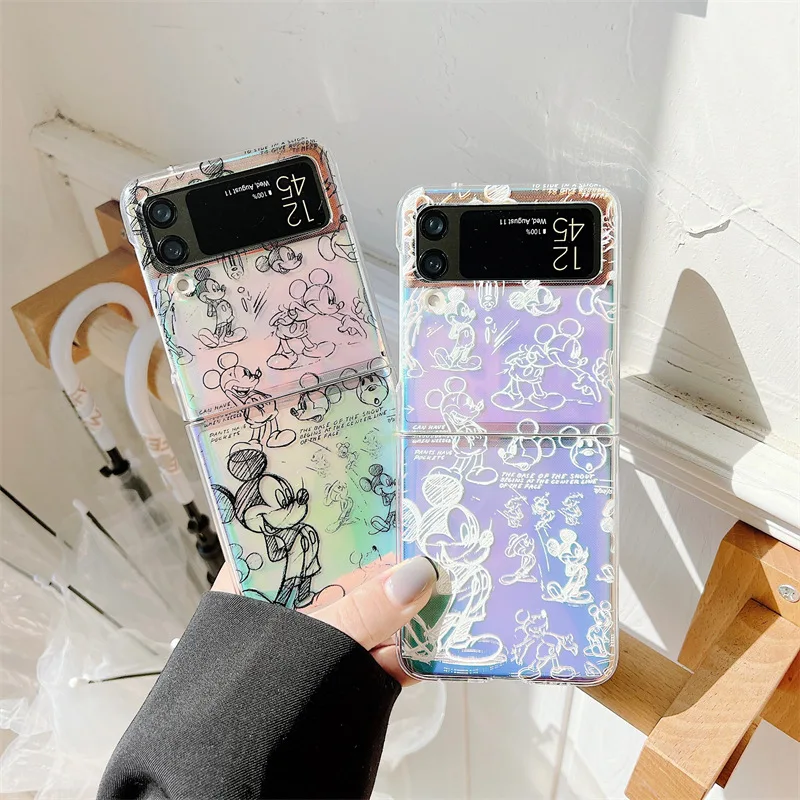 

Cartoon Line Graffiti Cute Mouse Phone Case for Samsung Galaxy Z Flip 3 5G Hard PC Back Cover for ZFlip3 Case Protective Shell