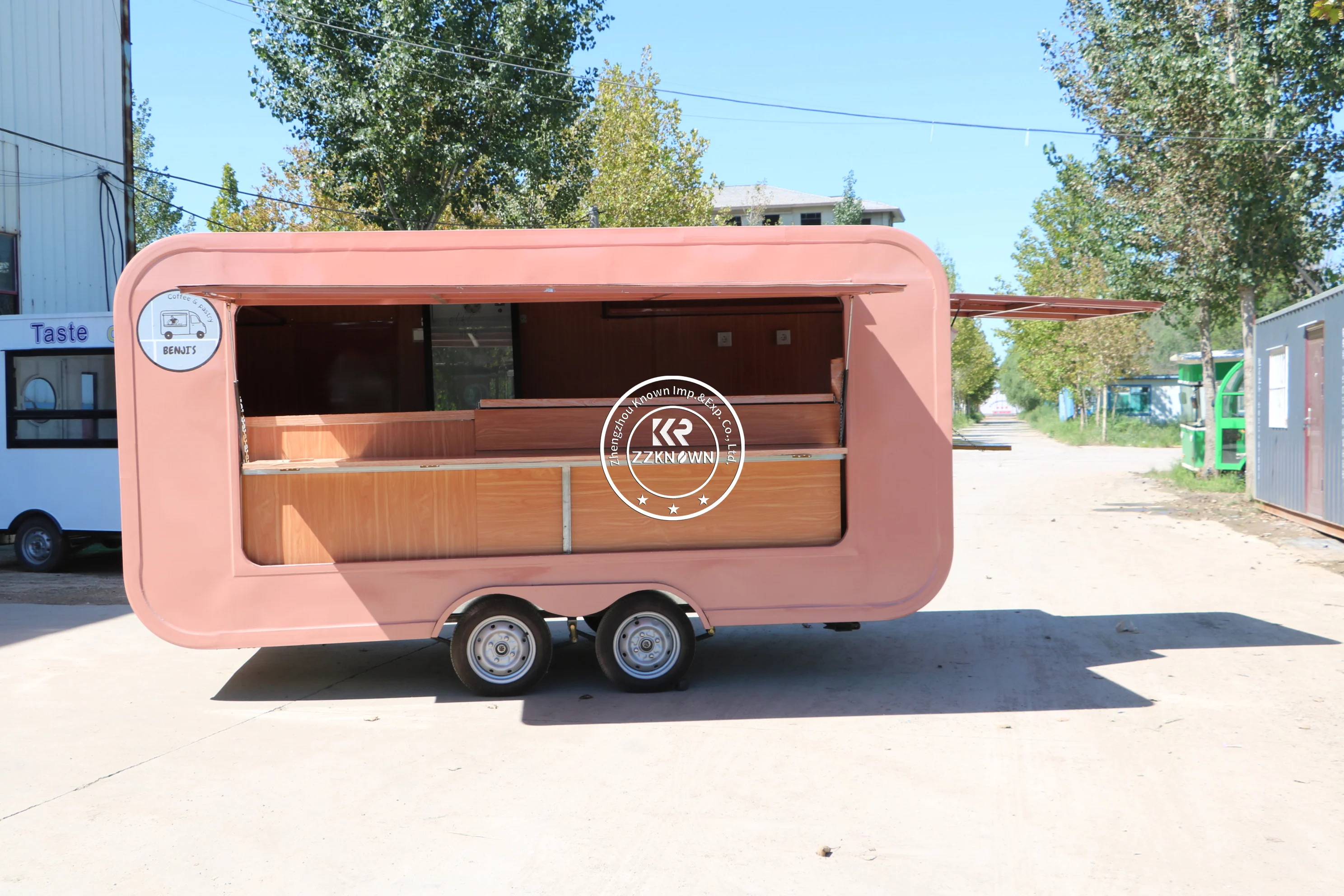 Розовый мобильный прицеп для кофе грузовик фаст-фуда полностью оборудованный