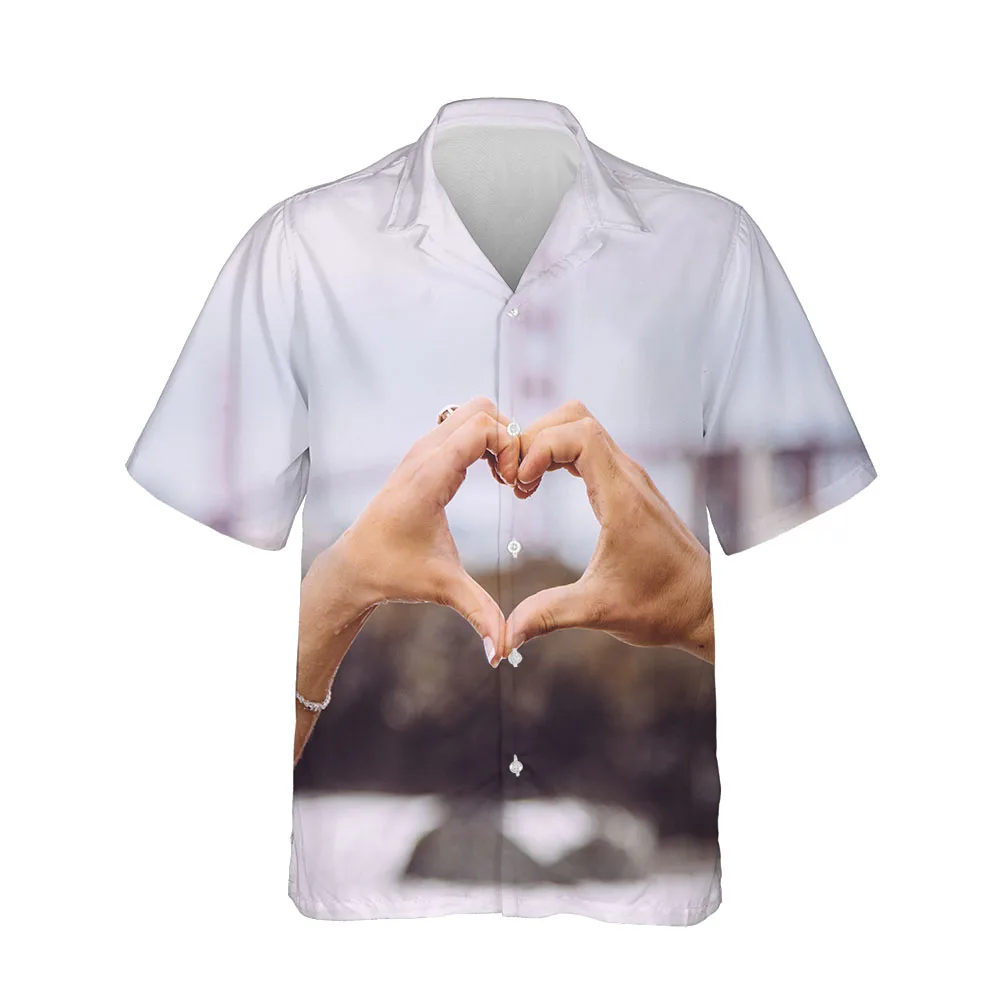 Jumeast New 3D Summer Hawaiian Short Sleeve Shirts For Men Clothing Love Collection Oversized Casual Blouses Streetwear Clothing