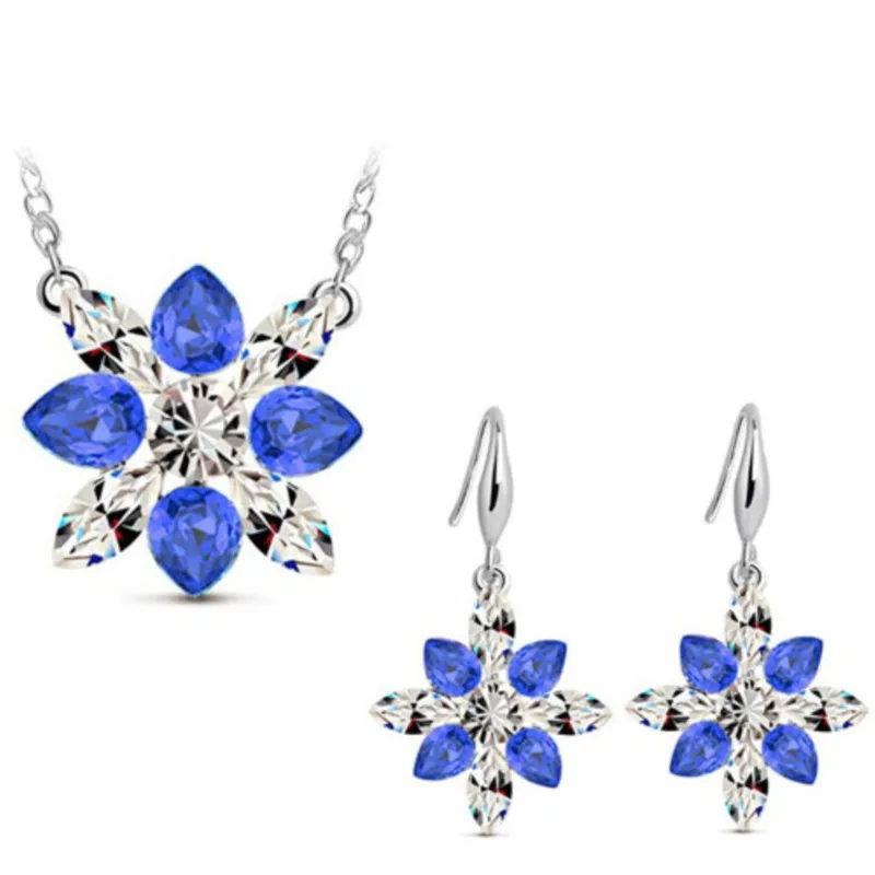 Хрустальная подвеска в виде снежинки комплект ювелирных изделий ожерелье серьги