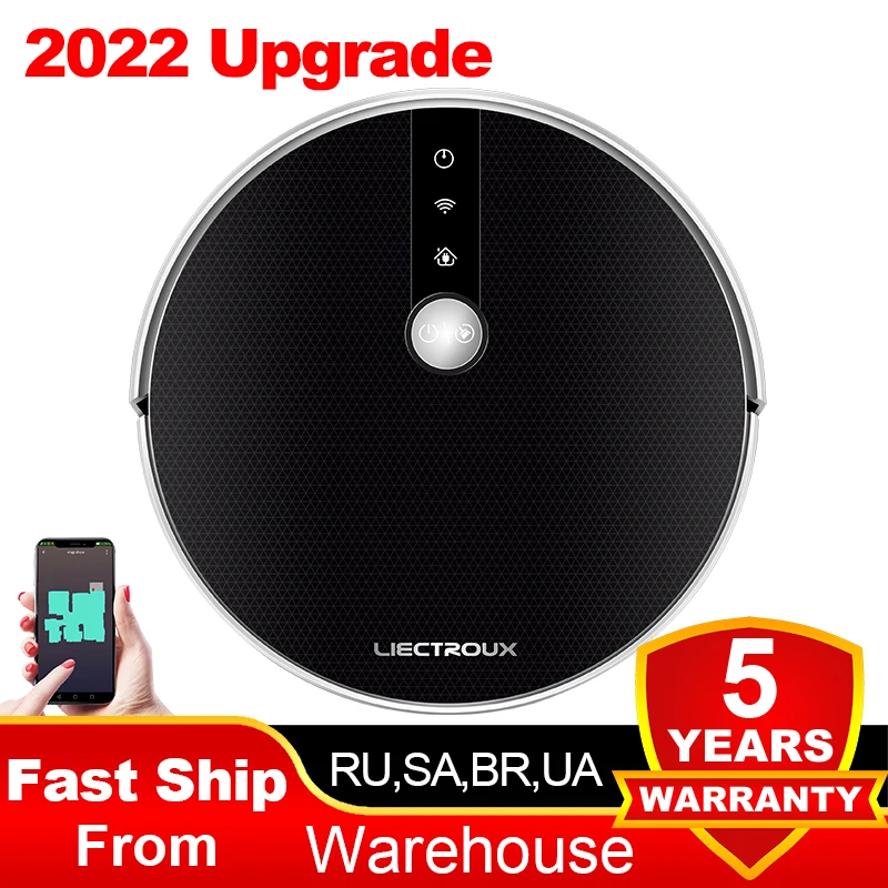 LIECTROUX C30B Robot Vacuum Cleaner Smart Mapping,App & Voice Control,6000Pa Suction,Wet Mopping,Floor Carpet Cleaning & Washing