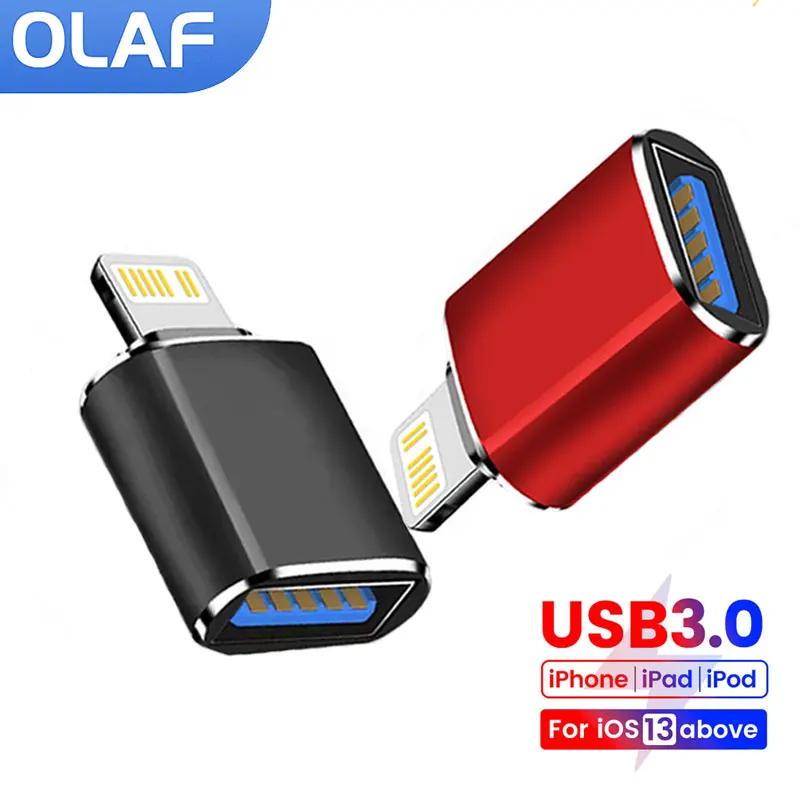 

Olaf USB3.0 OTG Adapter Converter For iPhone 14 13 Pro Max iPad U Disk Lightning Male To USB3.0 Femle Adaptador For iOS 13 above