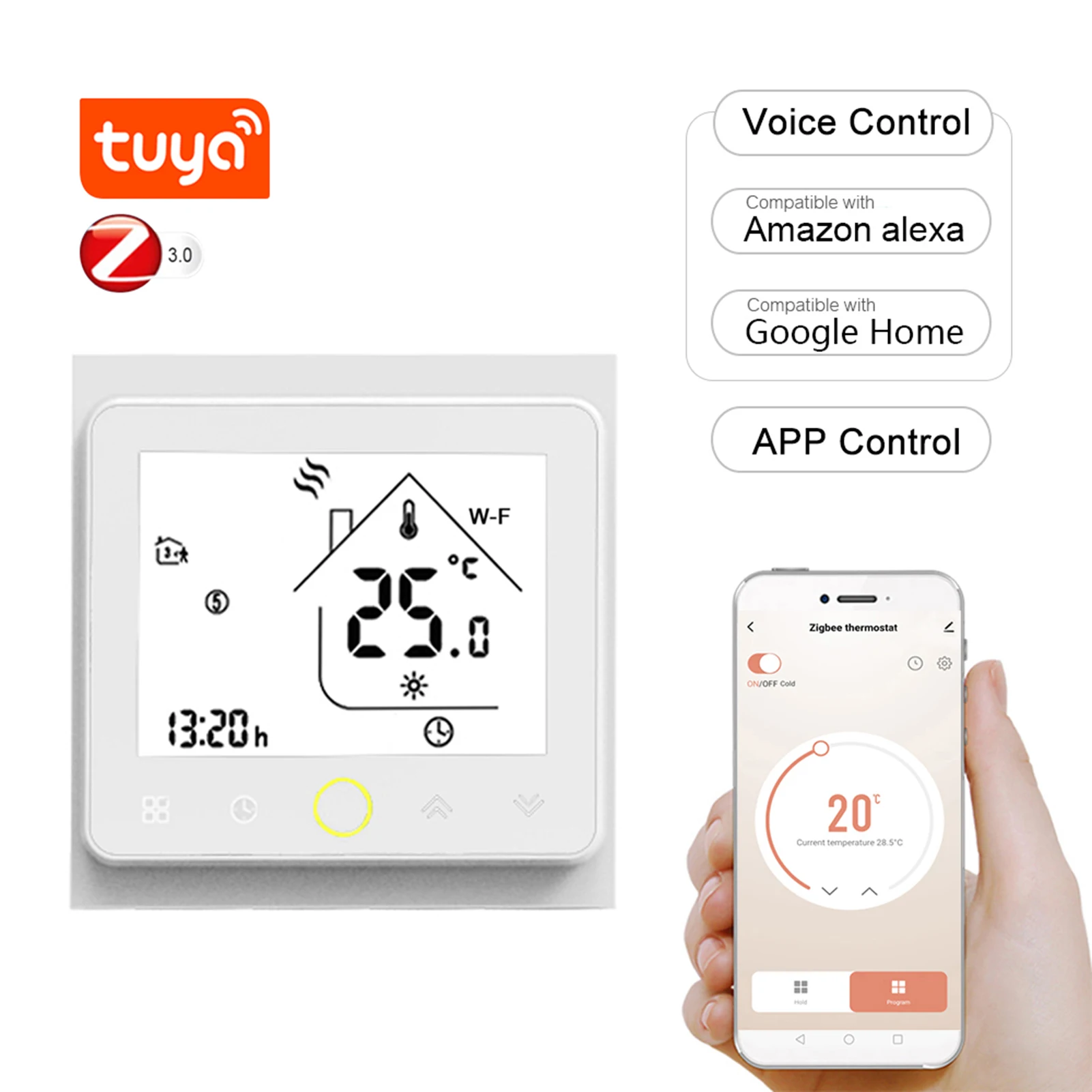 

Tuya WiFi Smart Thermostat LCD Display Touch Screen for Water Floor Heating Temperature Remote Controller for Google Home Alexa