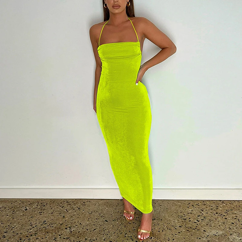 

Backless Maxi Dress Sexy Spaghetti Strap Slim Dress For Women Long Club Party Beach Dress Summer New Female Dress