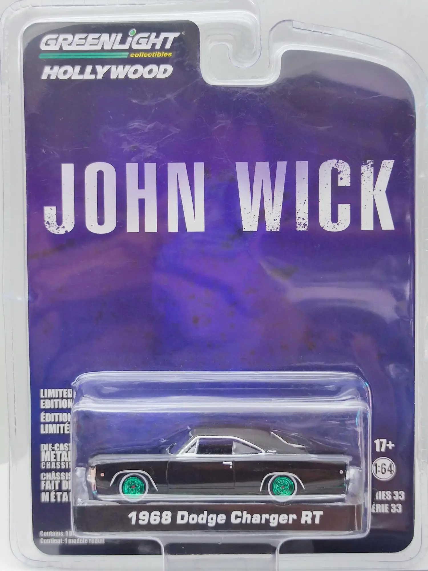 

Model 1:64 1968 Dodge Charger RT-John Wick Green Edition car model