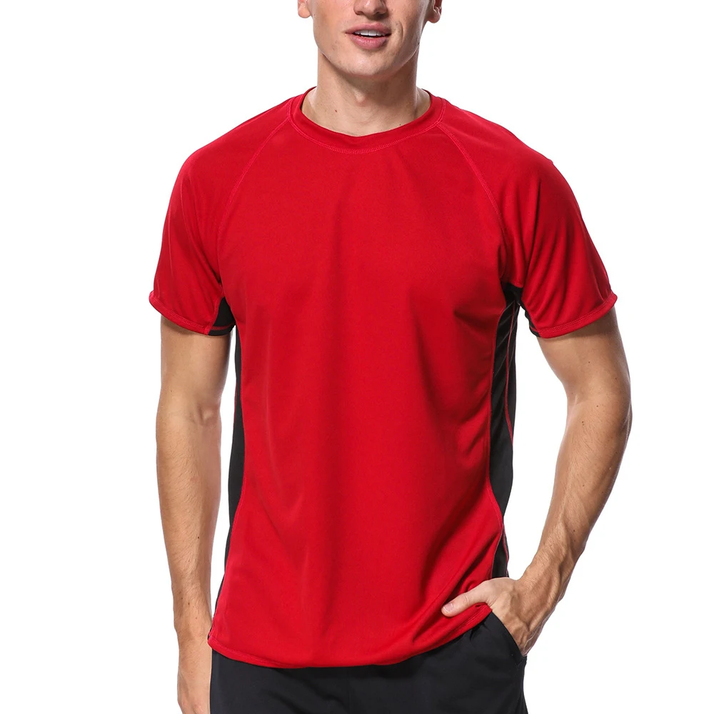 2022 Men's Solid Color Split Short Sleeve Surf Tops UV Protection Beach Swimwear Quick Dry Water Sports Snorkeling Surfwear Tops