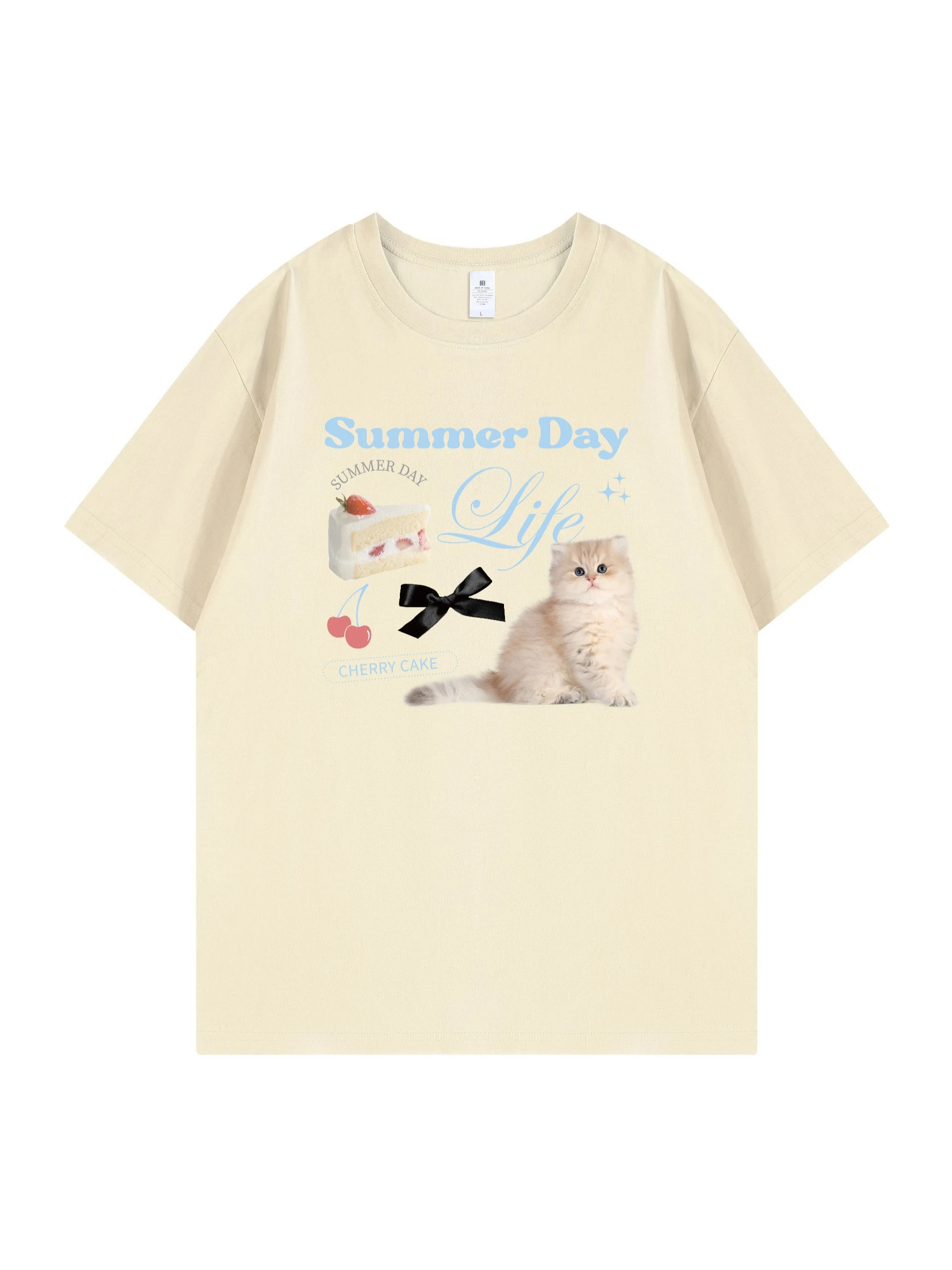 Женская винтажная футболка из чистого хлопка с короткими рукавами и принтом