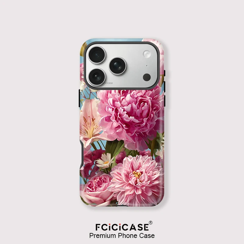 Фото Матовый чехол Fcicicase для телефона Magsafe для iPhone 17 Air 16 15 14 Pro Max 12 11 13 акрил 2 в 1, магнитный матовый цветок Funda №1