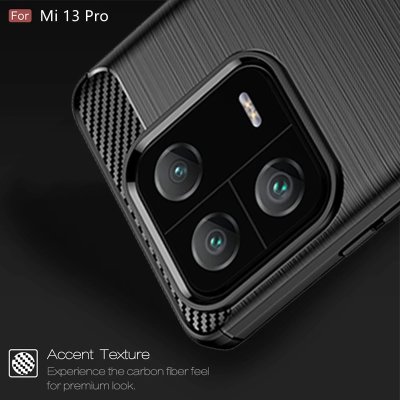 

Shockproof Cover For Mi 13 Pro Case Mi 13 Pro Capas Carbon Fiber Phone Bumper Soft TPU Soft Back Protective Cover For Mi 13 Pro