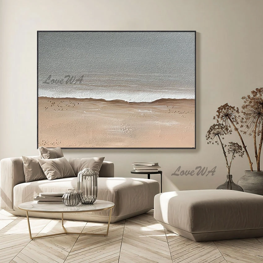 Новейшая палитра ножей Холст Искусство морская волна масляная живопись отель