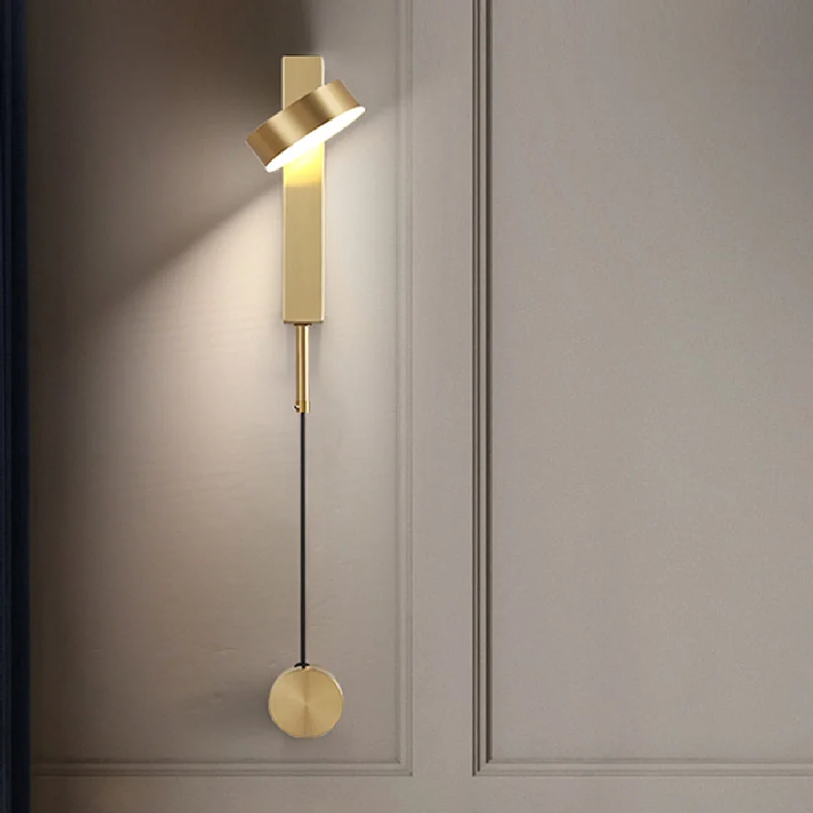 

LED Industrial wall lamp Dimmable LED lamp adjustable wall lamp Stairway living room bedroom bed Side brass light