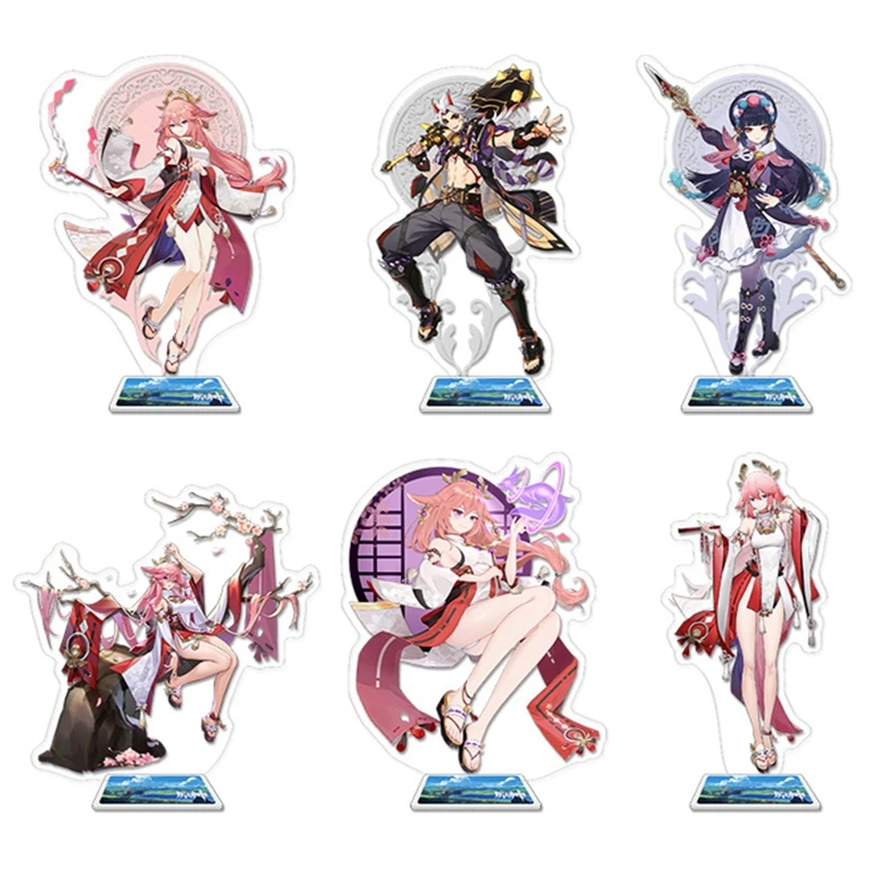 

Genshin Impact Theme Acrylic Figure Cute Cartoon Stand Model Plate Desk Decor Standing Sign Keychain Gifts
