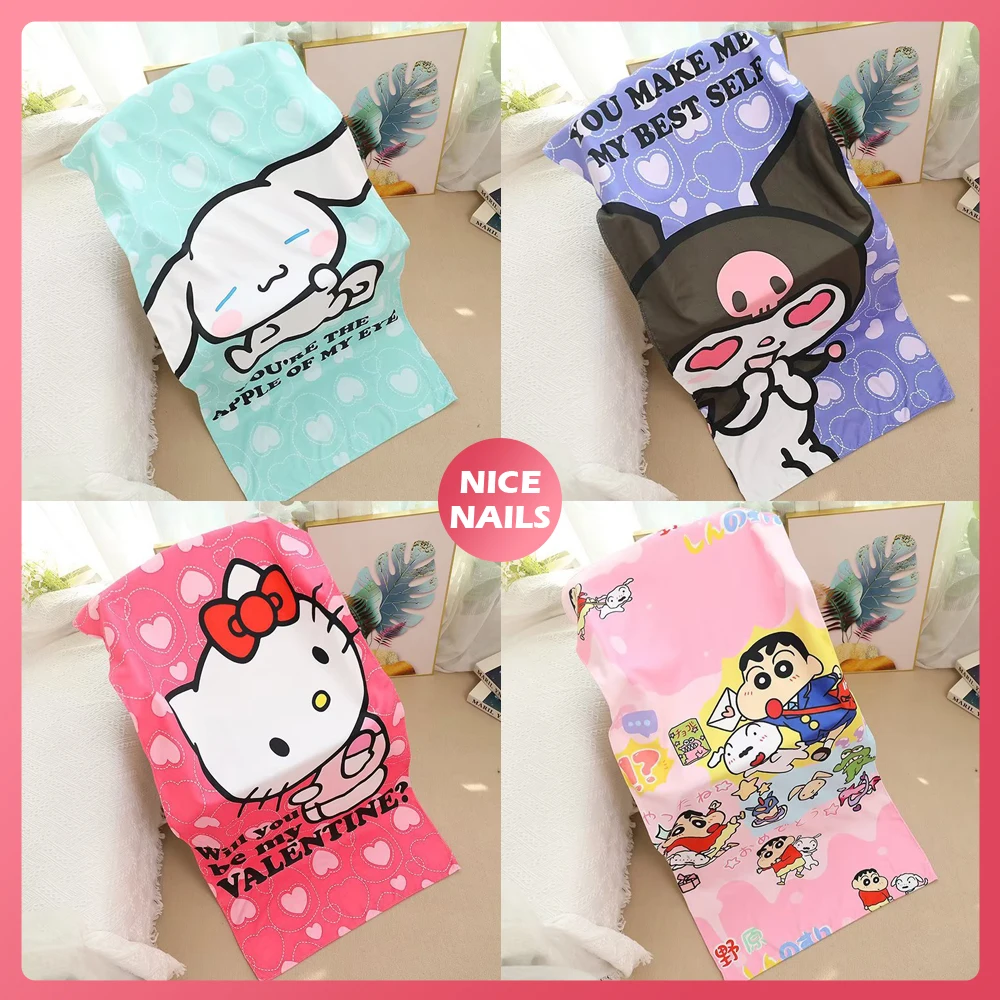 

Kawaii Crayon Shin-Chan Mymelody Hellokitty Bath Towel LargeSize Cartoon Thickening Water Absorption Soft Beach Towel Yoga Towel