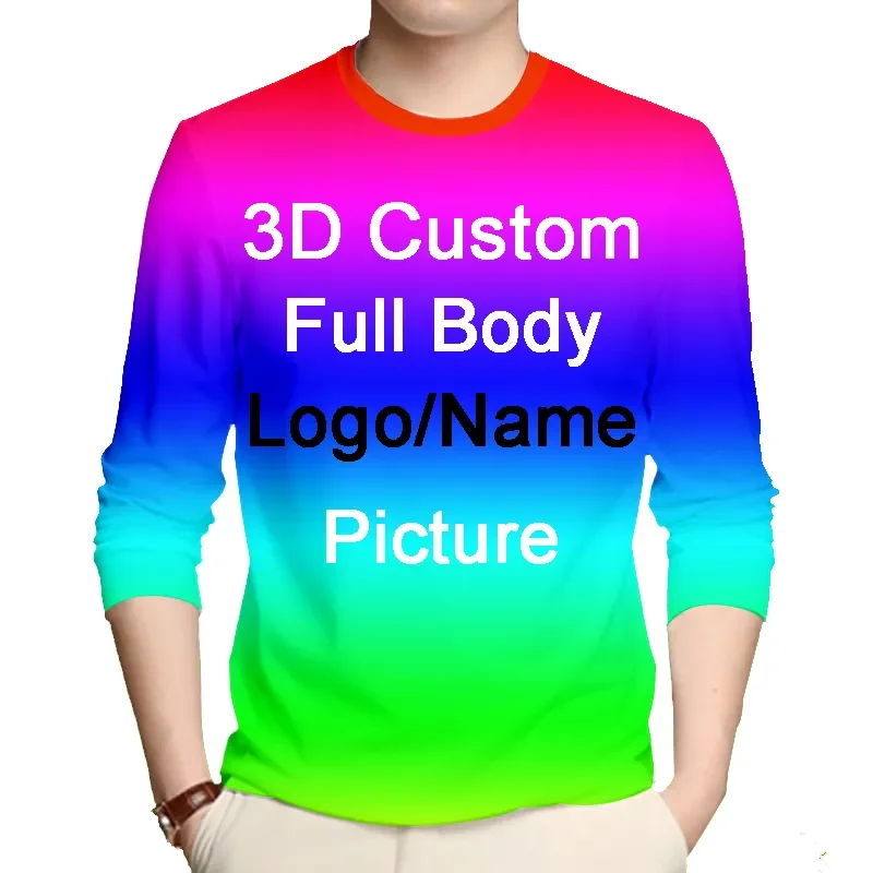 

Design Brand Logo/Picture Anime Team Custom Men/Women DIY 3D Print Casual Long Sleeve T-shirt Tops Tees Oversized Clothing