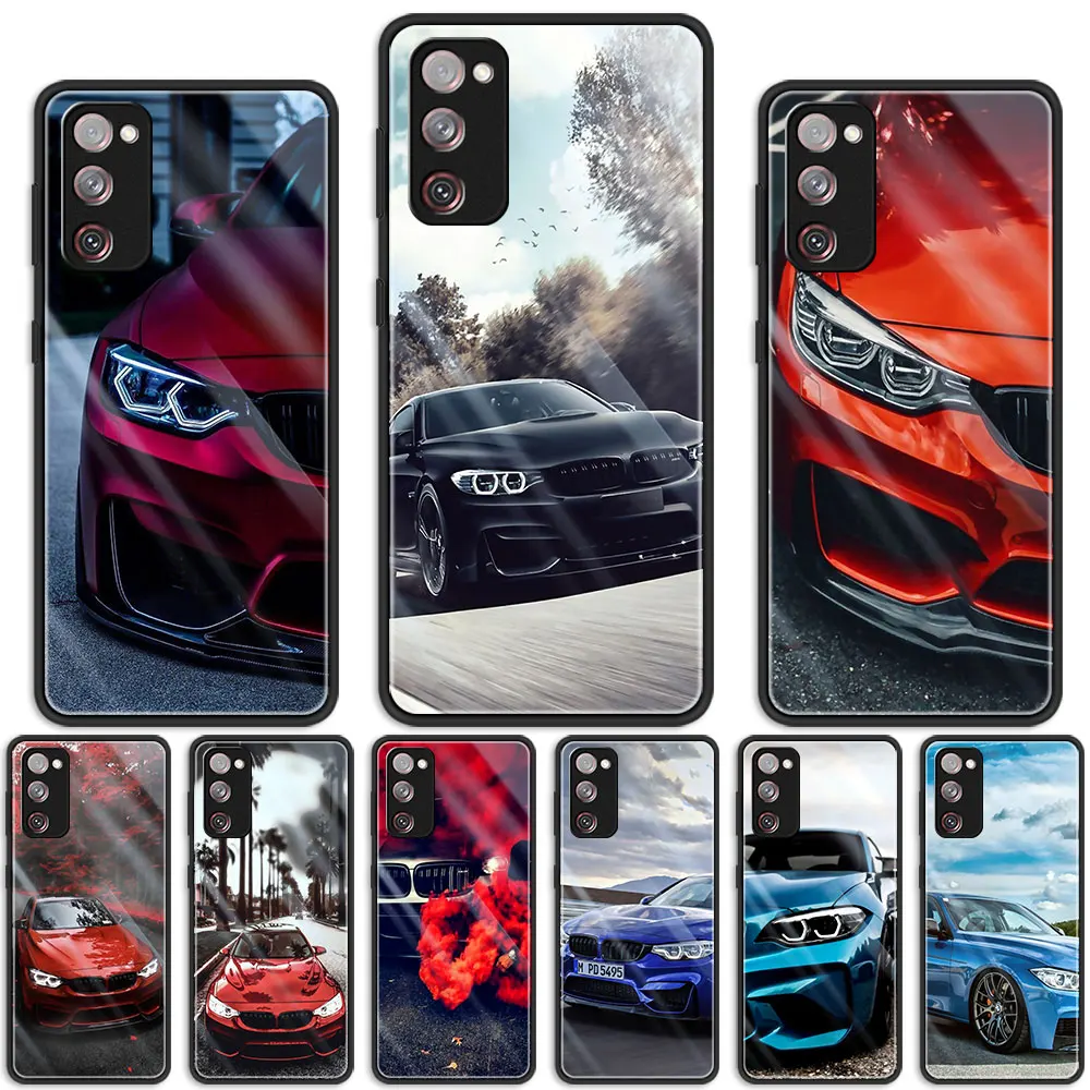 For Samsung Galaxy S20 S21 FE S22 Ultra 5G S10 Lite S10 S9 S8 Plus Tempered Glass Phone Cover CoqueBlue Red-Bmw