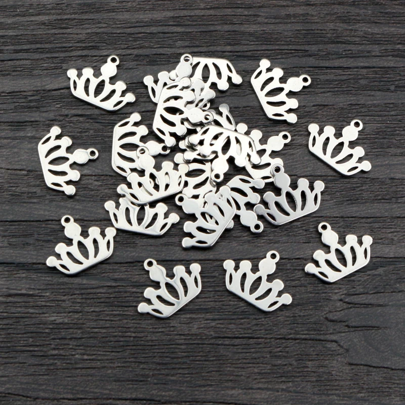 

30pcs 11x13mm No Fade Charms 316 Stainless Steel Crown Cute Bracelet Necklace Pendant Charms DIY Jewelry Making Findings