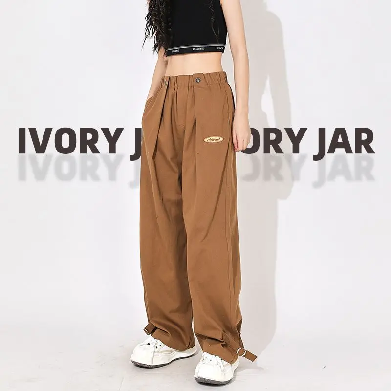 street tide brand overalls hip hop loose straight wide leg trousers