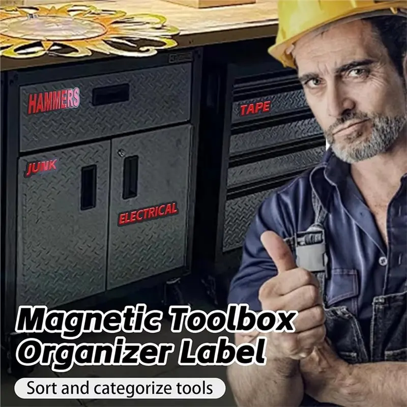 Фото Магнитные этикетки для ящиков инструментального ящика ABUL-Toolbox, 23 шт., крупные, легко читаемые, 3D-наклейки для органайзера инструментального ящика, этикетки-стикеры для инструментального ящика, Toolboxwidget C №2