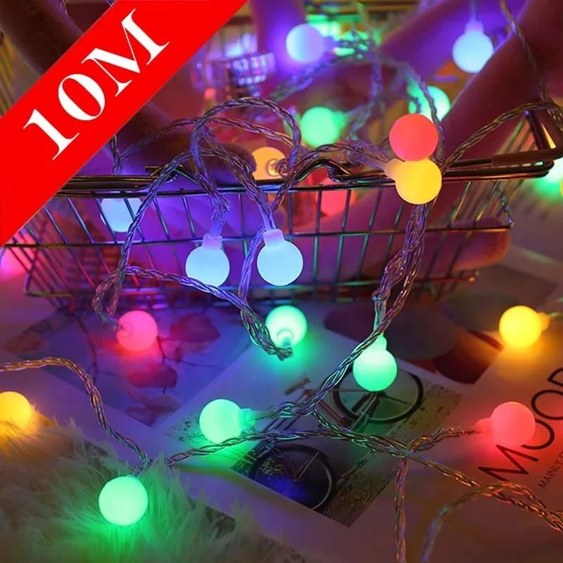 

LED Ball Garland Lights Fairy String 1.5M/3M/6M/10M Waterproof Outdoor Lamp Christmas Holiday Wedding Party Lights Decoration