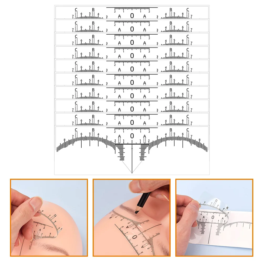 

10 Pcs Tools Convenient Eyebrow Shaper Ruler Women Leveling Line Disposable Mapper White Pvc Marker Positioning