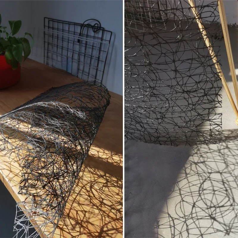 

Тканая сетчатая ткань, окрашенная в черный цвет, с отверстиями, прозрачный креативный дизайн, украшение, оптовая продажа, ткань, материал «сделай сам»