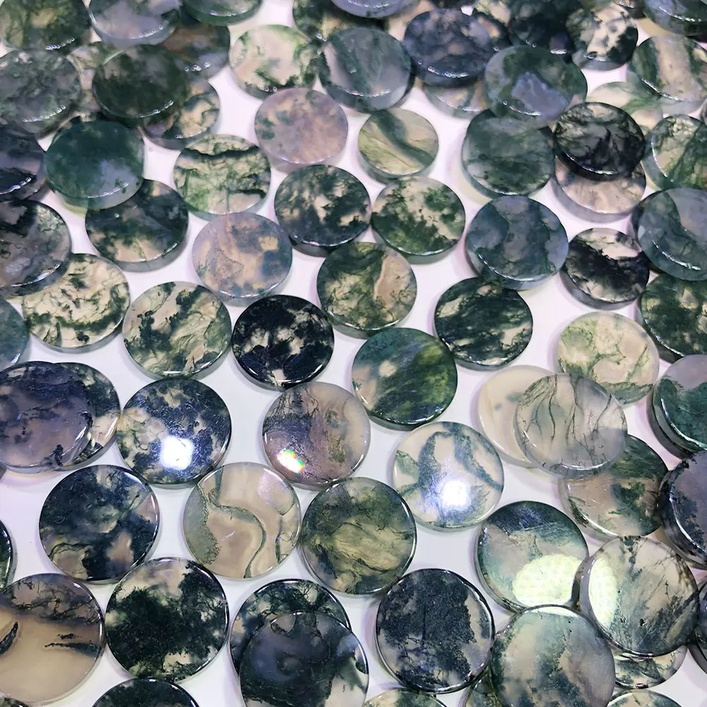 

Натуральный моховой агат, круглый камень