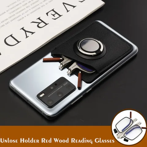 Мужские Складные очки для чтения Wo, с держателем для телефона и дужками из красного дерева, с защитой от сисветильник, портативные пресбиопические очки от 1,0 до