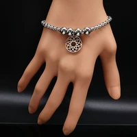 2022 fashion mandala stainless steel bracelet for women silver color bracelets bangles jewelry acero inoxidable b17819s06