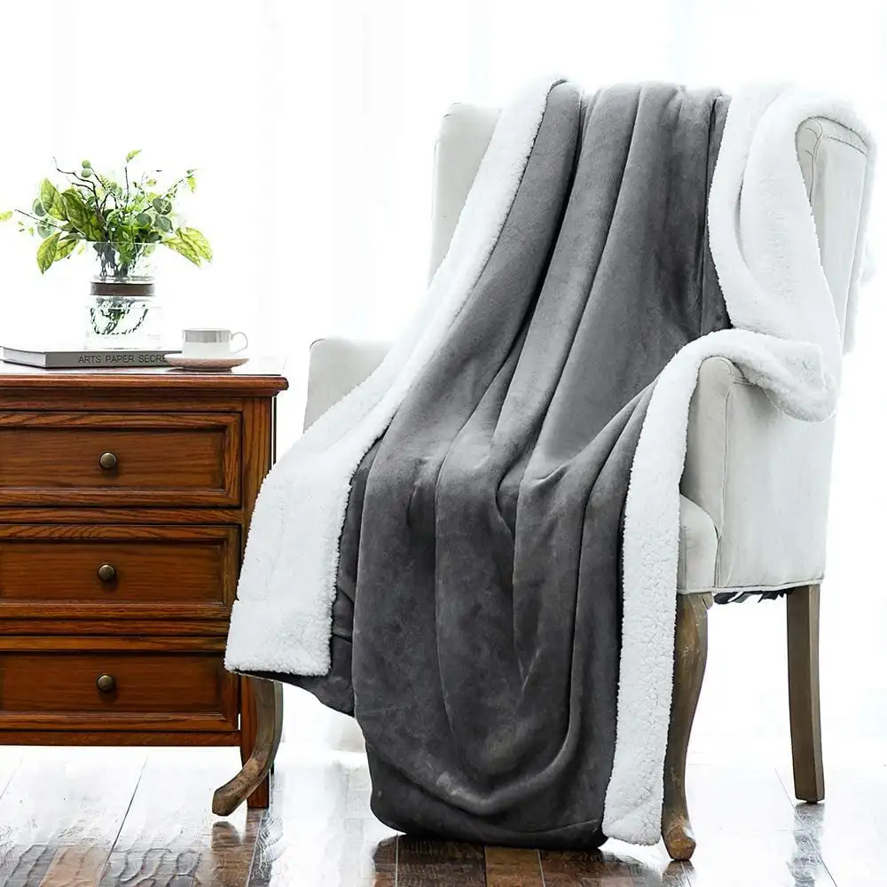 

Fleece Bed Blanket Single Size,Fuzzy Plush Microfiber Couch Throw Blanket,50x60 inches,Gray Blanket For Sofa Bed Cover Fluffy So